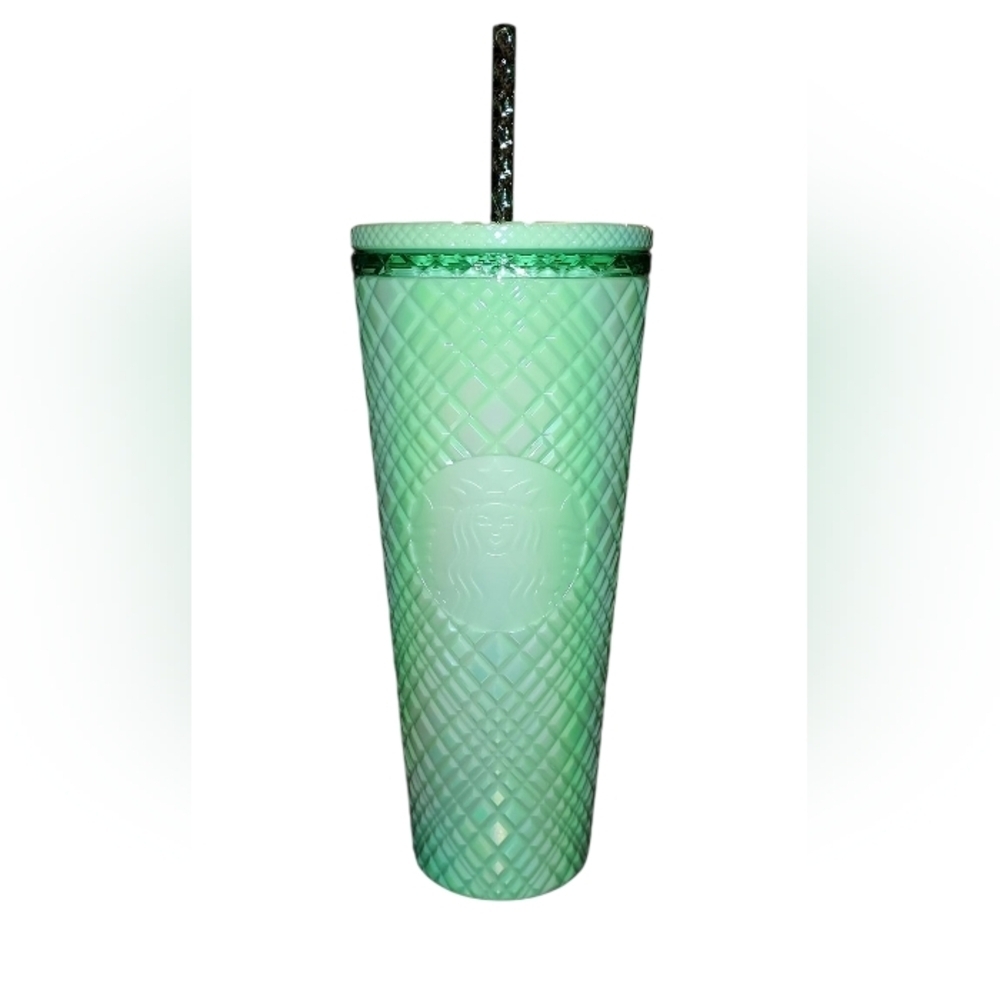 Starbucks Summer 2024 Iridescent Mint Jade Green Jeweled Tumbler 24oz Venti, NEW